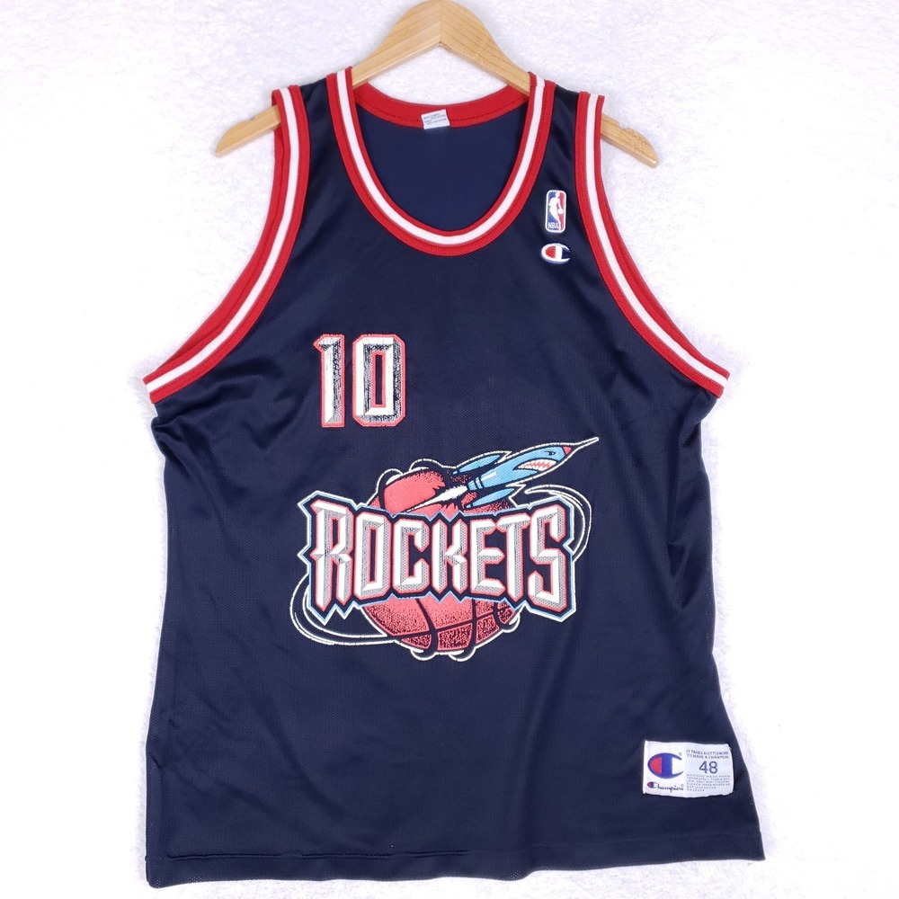 Vintage Champion Houston Rockets Sam Cassell #10 Jersey Size 48 90s NBA Rare